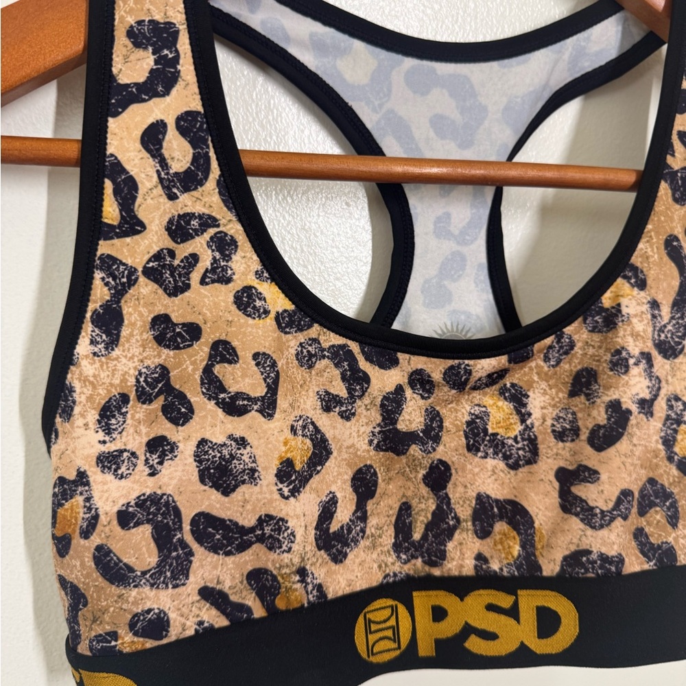 PSD Animal Print Sports Bra with Black and Gold Accents - Picture 4 of 8